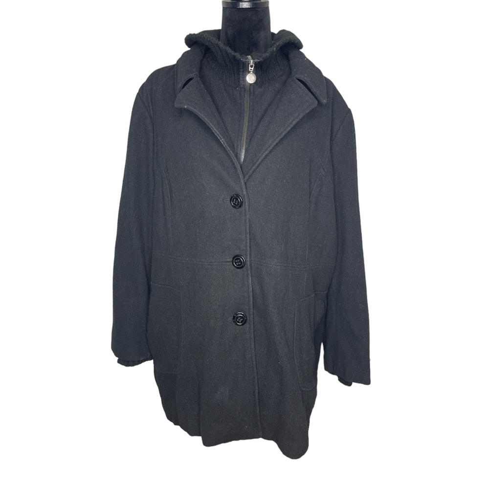 Calvin Klein Layered Look Wool Blend Coat 2X